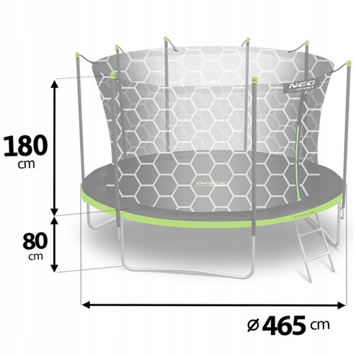 Trampolina ogrodowa NEO SPORT 15FT 465 cm z siatką wewnętrzną