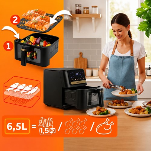 Frytkownica beztłuszczowa Air fryer Berdsen BD-655 czarna