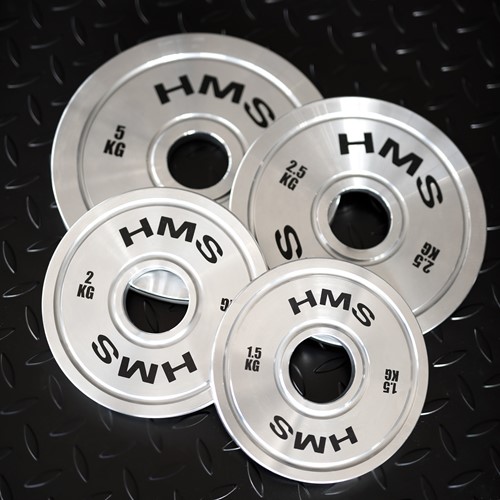Zestaw stalowych talerzy olimpijskich kalibrowanych HMS TOS 2 x 1.5 - 5.0 kg (22kg)