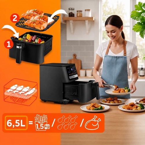 Frytkownica beztłuszczowa Air fryer Berdsen BD-662 czarna