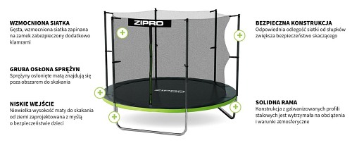 Trampolina Zipro Jump Pro z siatką wewnętrzną  6FT 183 cm 
