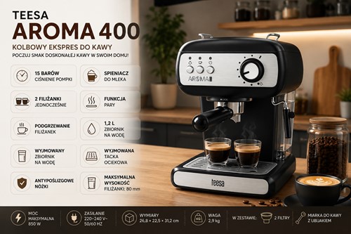Kolbowy ekspres do kawy TEESA AROMA 400