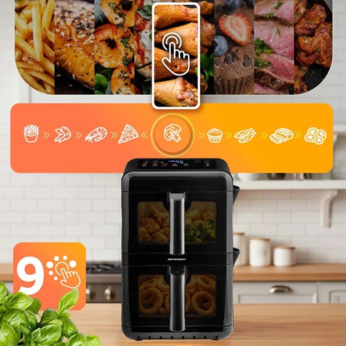 Frytkownica beztłuszczowa dwukomorowa pionowa 11.6 l Air fryer frytownica Berdsen 3000W BD-663