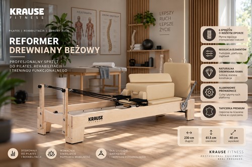 Reformer Drewniany Beżowy Krause Fitness