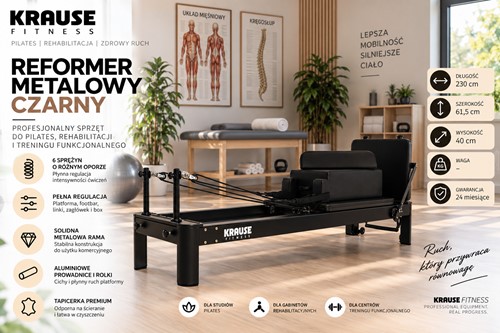 Reformer Metalowy Czarny Krause Fitness
