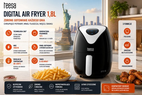 Frytkownica beztłuszczowa TEESA DIGITAL AIR FRYER 1,8L