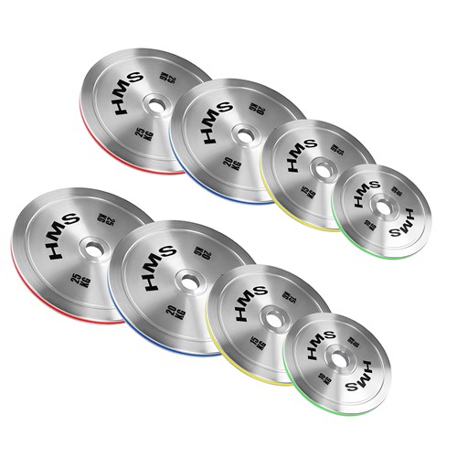 Zestaw stalowych talerzy olimpijskich kalibrowanych HMS TOS 2x 0.25 - 1.25kg (6 kg)