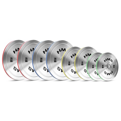 Zestaw stalowych talerzy olimpijskich kalibrowanych HMS TOS 2x 0.25 - 1.25kg (6 kg)
