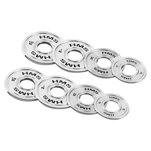 Zestaw stalowych talerzy olimpijskich kalibrowanych HMS TOS 2 x 10 - 25 kg (140 kg)