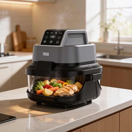 Frytkownica beztłuszczowa TEESA GLASS AIR FRYER 4L, 1,5 L, 1500W