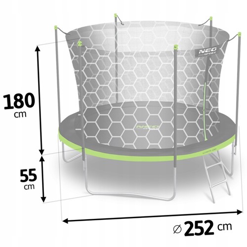 Trampolina ogrodowa NEO SPORT 8FT 252 cm z siatką wewnętrzną