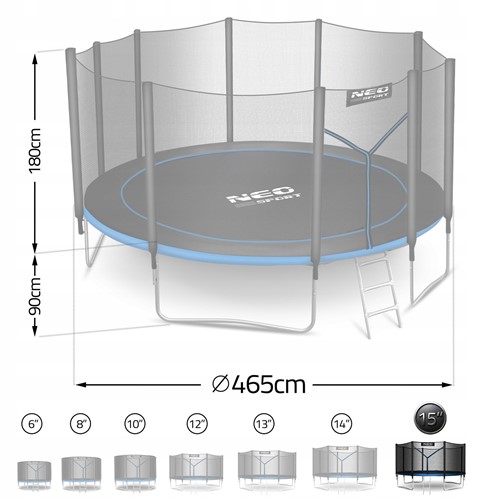 Trampolina ogrodowa NEO SPORT 15FT 465 cm