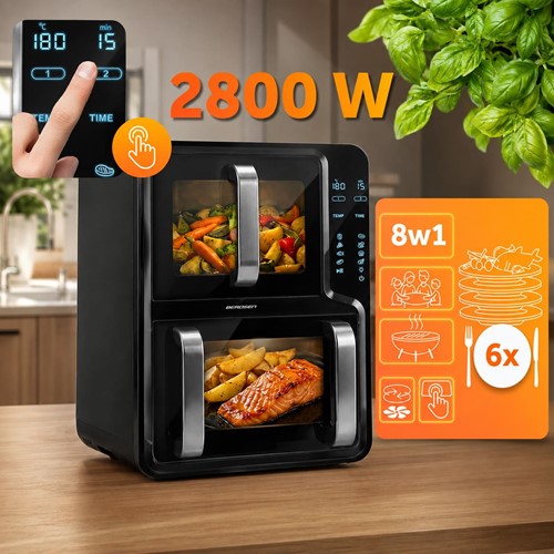 Frytkownica beztłuszczowa dwukomorowa pionowa 12 l Air fryer frytownica Berdsen 2800W BD-664