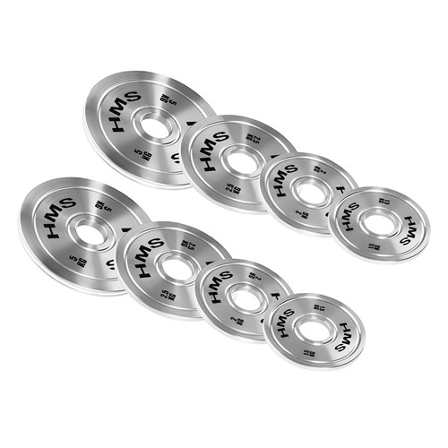 Zestaw stalowych talerzy olimpijskich kalibrowanych HMS TOS 2 x 1.5 - 5.0 kg (22kg)