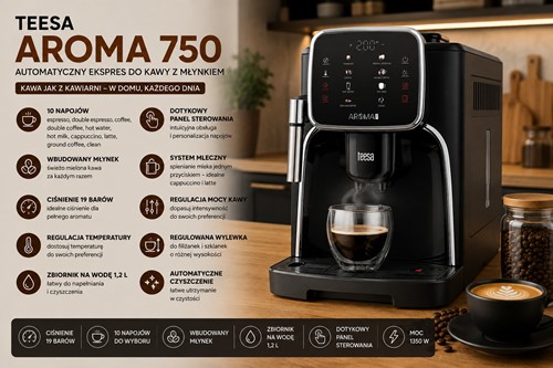 Automatyczny ekspres do kawy z młynkiem TEESA AROMA 750