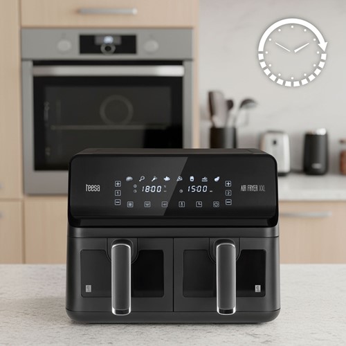 Frytkownica beztłuszczowa TEESA AIR FRYER DUAL POT XXL 8L 2700W