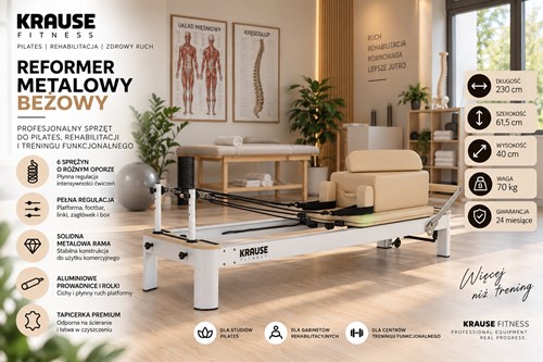 Reformer Metalowy Beżowy Krause Fitness