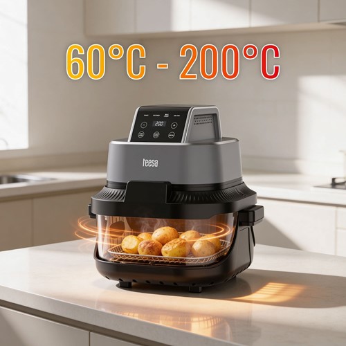 Frytkownica beztłuszczowa TEESA GLASS AIR FRYER 4L, 1,5 L, 1500W