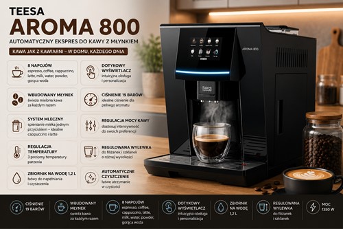 Automatyczny ekspres do kawy z młynkiem TEESA AROMA 800