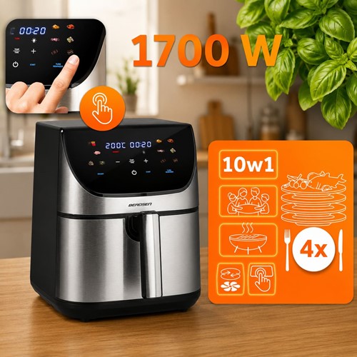 Frytkownica beztłuszczowa Air fryer frytownica 8l Berdsen 1700W BD-659 srebrna