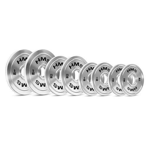 Zestaw stalowych talerzy olimpijskich kalibrowanych HMS TOS 2 x 1.5 - 5.0 kg (22kg)