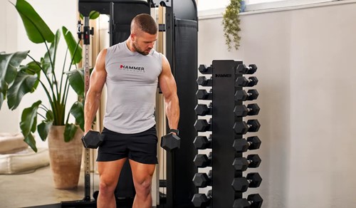 Zestaw hantli HEX ze stojakiem Hammer 1-10 kg