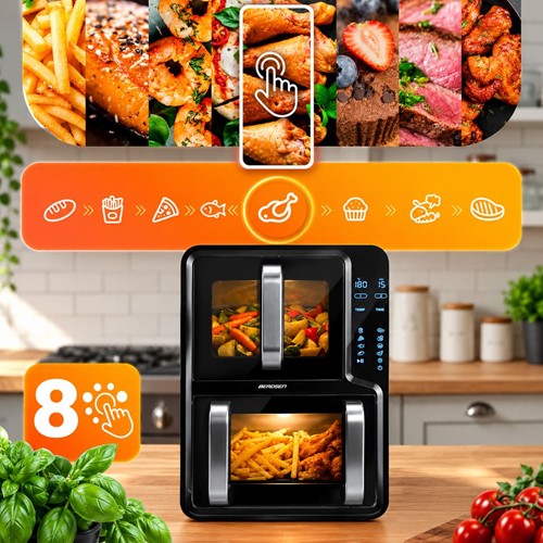 Frytkownica beztłuszczowa dwukomorowa pionowa 12 l Air fryer frytownica Berdsen 2800W BD-664