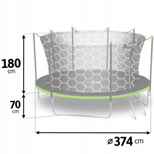 Trampolina ogrodowa NEO SPORT 12FT 374 cm z siatką wewnętrzną