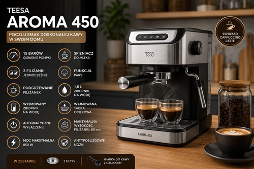 Kolbowy ekspres do kawy TEESA AROMA 450