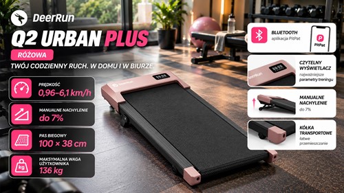 Bieżnia DeerRun Q2 Urban Plus (różowa)