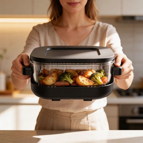 Frytkownica beztłuszczowa TEESA GLASS AIR FRYER 4L, 1,5 L, 1500W