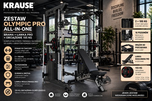 Zestaw Olympic PRO: Brama + Ławka PRO + Obciążenie KRAUSE FITNESS