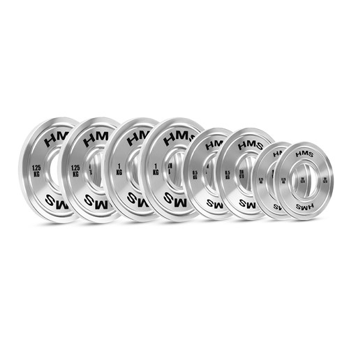 Zestaw stalowych talerzy olimpijskich kalibrowanych HMS TOS 2 x 10 - 25 kg (140 kg)