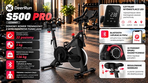 Rower treningowy DeerRun S500 Pro (czarny)