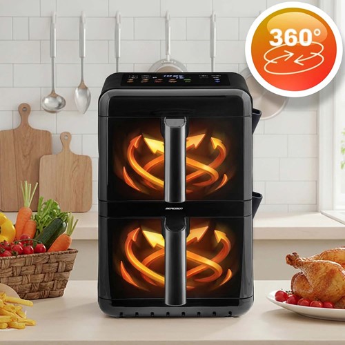Frytkownica beztłuszczowa dwukomorowa pionowa 11.6 l Air fryer frytownica Berdsen 3000W BD-663