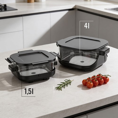 Frytkownica beztłuszczowa TEESA GLASS AIR FRYER 4L, 1,5 L, 1500W