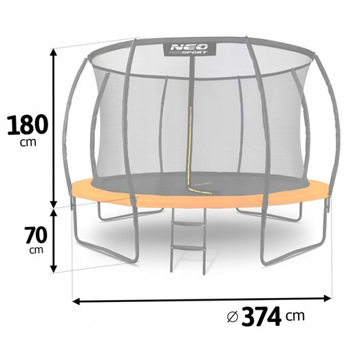 Trampolina ogrodowa profilowana NEO SPORT 12FT 374 cm