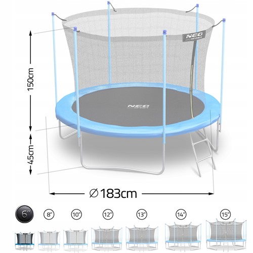 Trampolina ogrodowa NEO SPORT 6FT 183 cm z siatką wewnętrzną