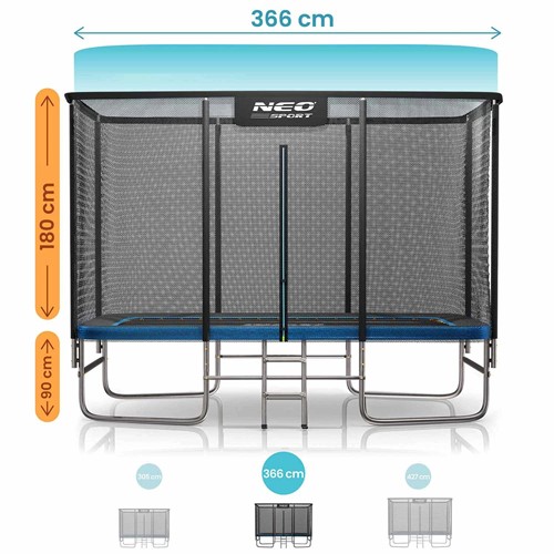 Trampolina ogrodowa NEO SPORT 12x8ft/366x244cm