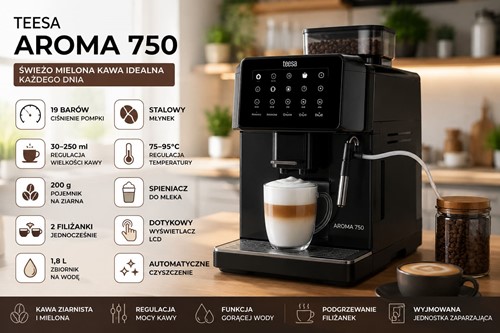 Automatyczny ekspres do kawy z młynkiem TEESA AROMA 750