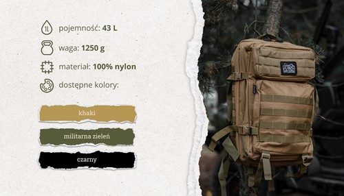 Plecak turystyczny Offlander Survival 43l khaki