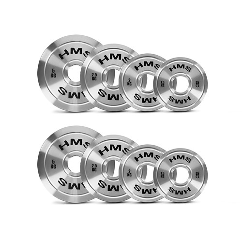 Zestaw stalowych talerzy olimpijskich kalibrowanych HMS TOS 2 x 1.5 - 5.0 kg (22kg)
