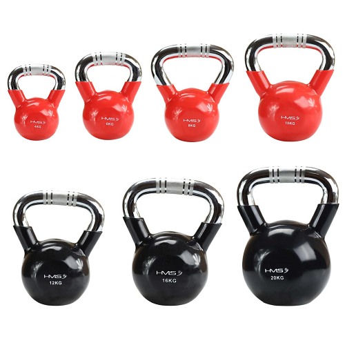 KETTLEBELL ŻELIWNY KGC OGUMOWANY UCHWYT CHROM HMS