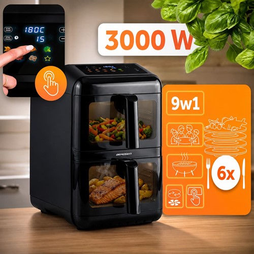 Frytkownica beztłuszczowa dwukomorowa pionowa 11.6 l Air fryer frytownica Berdsen 3000W BD-663