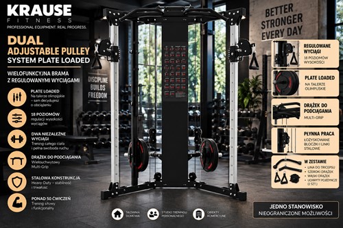 System podwójnych regulowanych wyciągów KRAUSE FITNESS