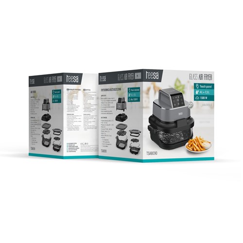 Frytkownica beztłuszczowa TEESA GLASS AIR FRYER 4L, 1,5 L, 1500W