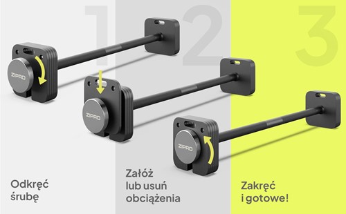 Sztanga z regulowanym obciążeniem Zipro Square 26,5 kg