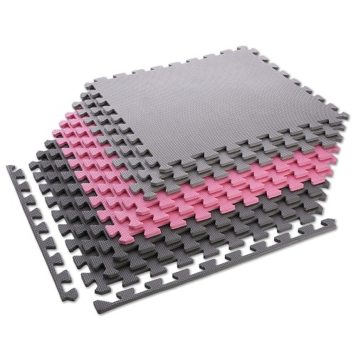 Mata puzzle One Fitness MP10 PINK-GREY (9 elementów)