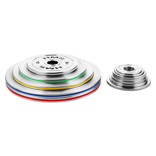 Zestaw stalowych talerzy olimpijskich kalibrowanych HMS TOS 2 x 1.5 - 5.0 kg (22kg)